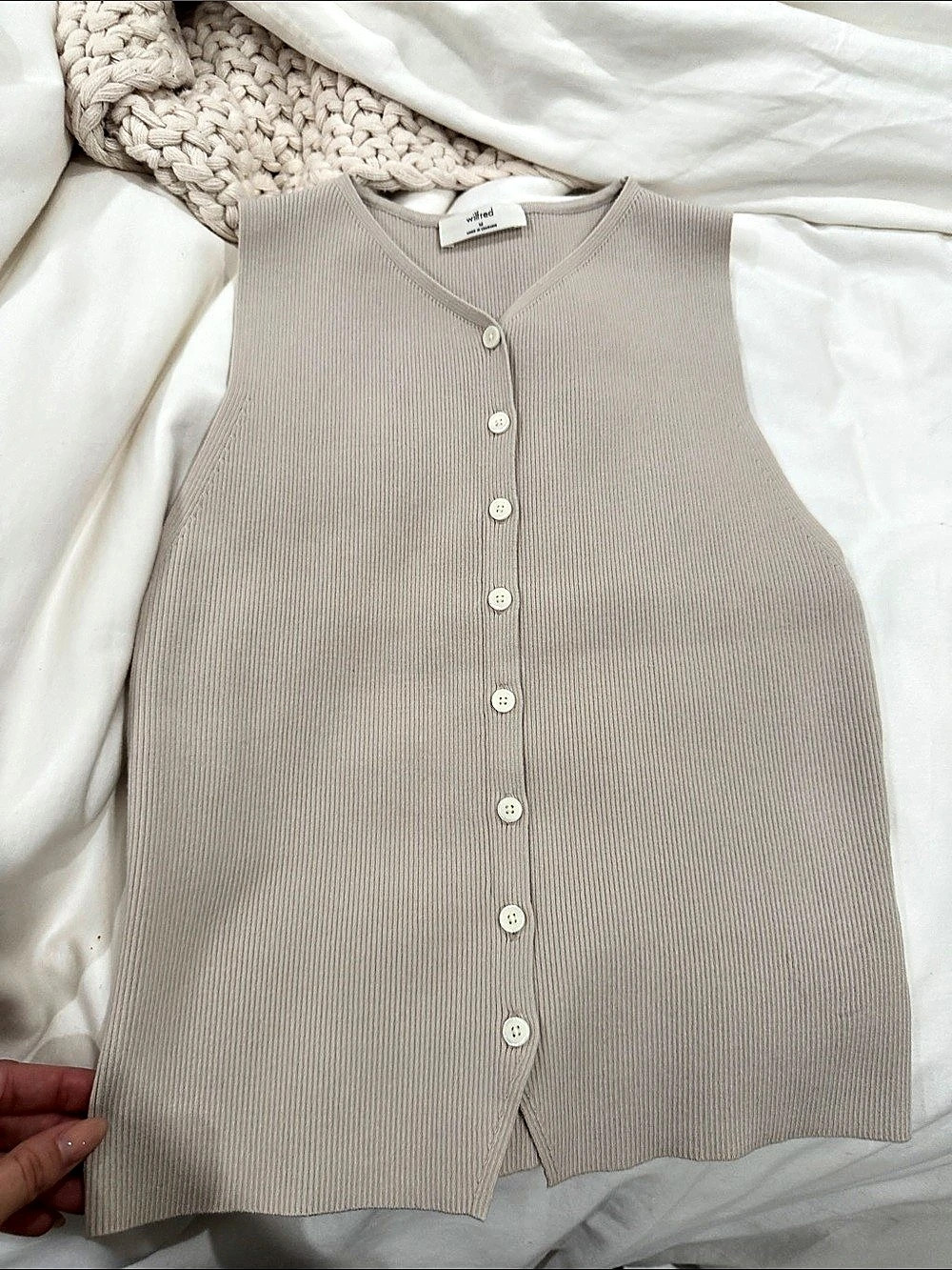 Wilfred Ribbed Button Front Tank Top in Gray Size Medium